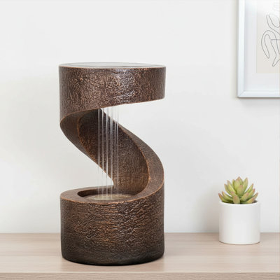 Winding Modern Falls Polyresin Tabletop Fountain
