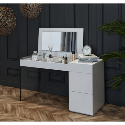 Meuble-lavabo en verre flottant avec miroir Bassima