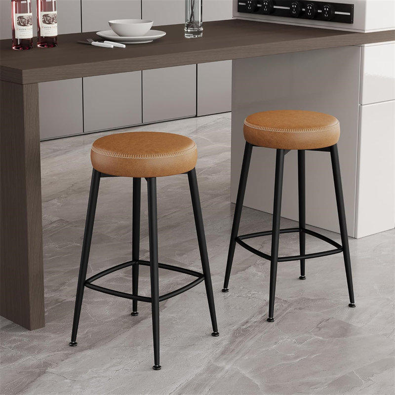 Tabouret de bar à hauteur de comptoir de 26,3 po de hauteur, Brun, 6