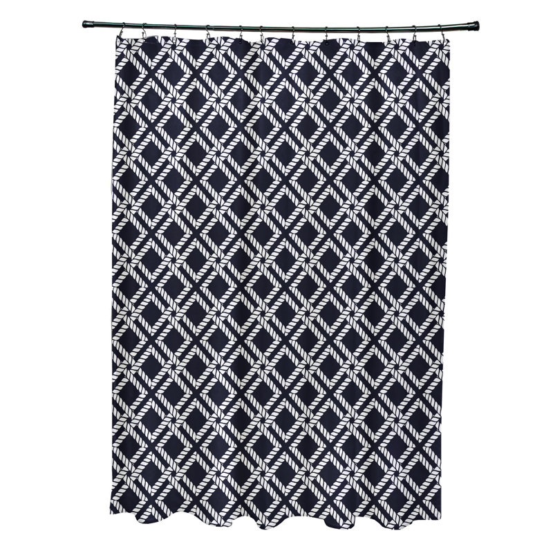 Rideau de douche simple à motif géométrique, Bleu marine