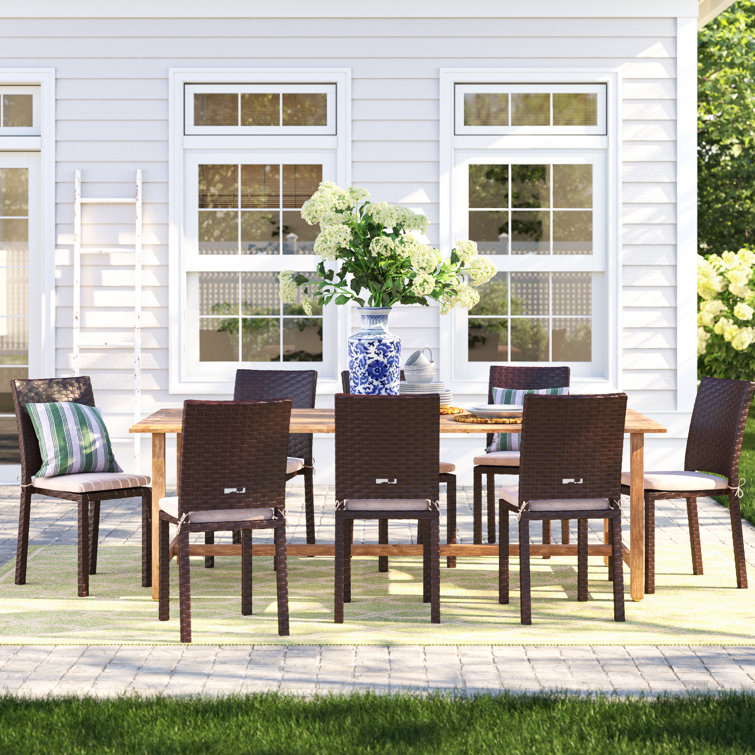 Brote 86.6'' Rectangular 8 - Person Outdoor Dining Set with Cushions