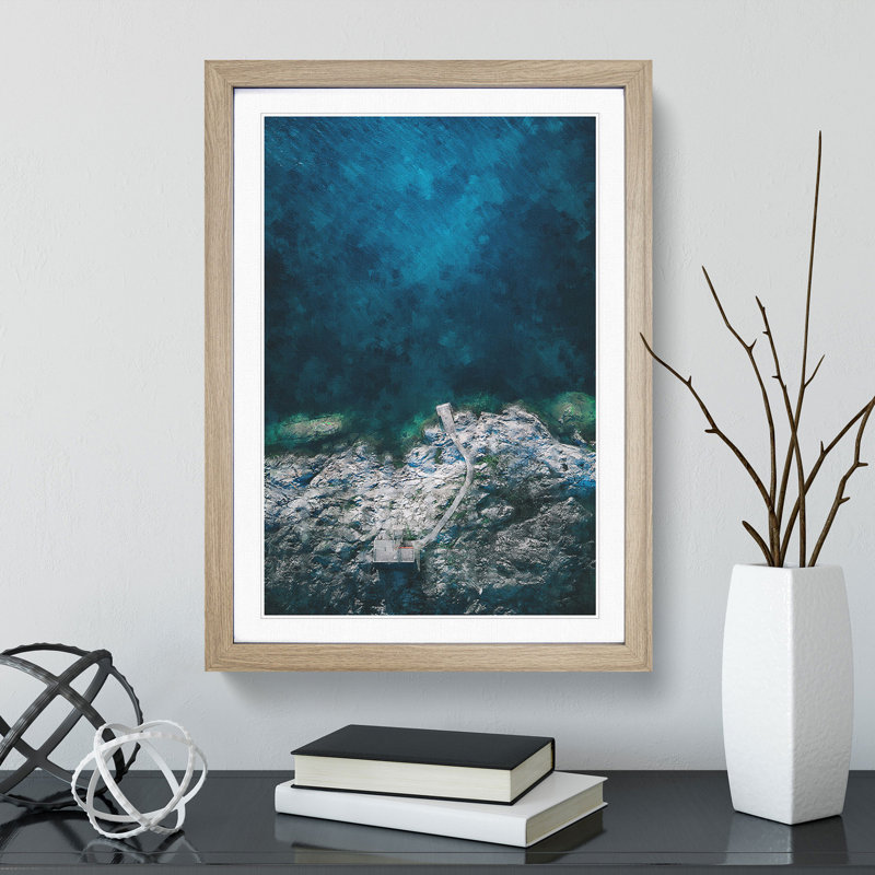 Uto Island in Sweden - Picture Frame Painting, 65cm H x 48cm W x 2cm D, Oak Framed