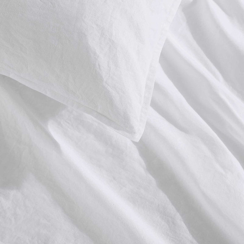 Ensemble d'édredon en coton percale délavé Calvin Klein, Édredon simple / simple TG + 1 taie décorative, Blanc