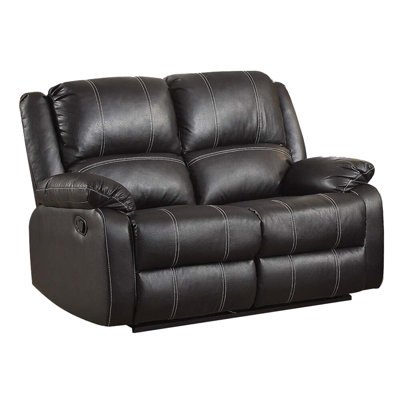 Zuriel Black Synthetic Leather Recliner Loveseat