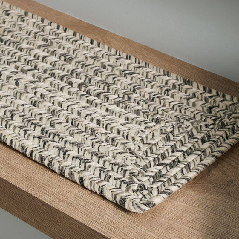 Tapis performance tissé à la main tressé à marches d'escalier 201, Gris / Ivoire, 13