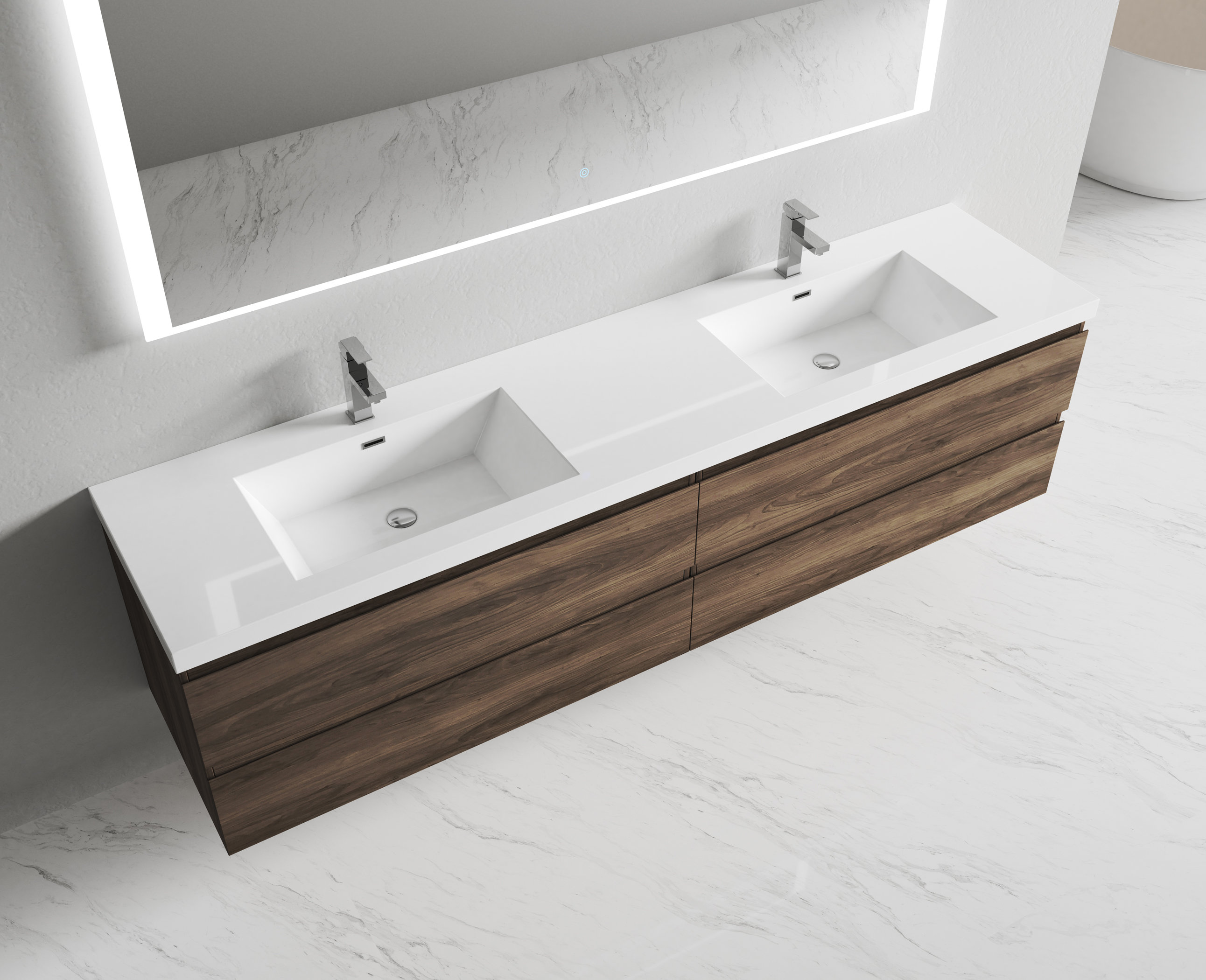 Latitude Run® 83" Wall Mounted Double Bathroom Vanity Set | Wayfair
