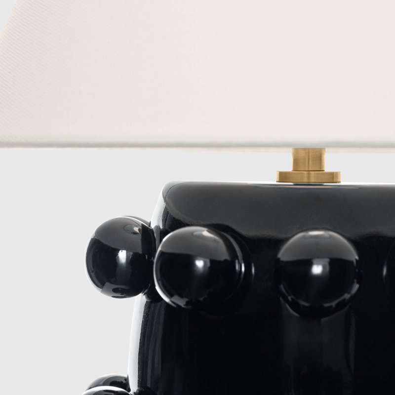 Linden 14" Cordless Table Lamp in Black with Linen Shade