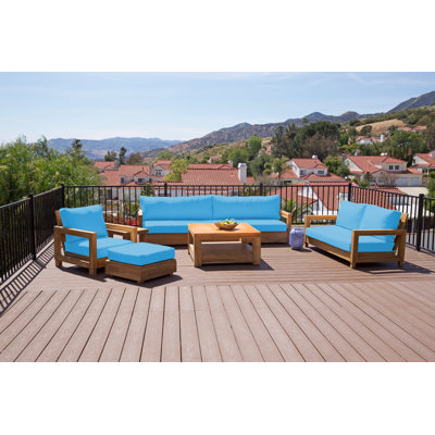 Crelake Teak 7 - Person Patio Conversation Set with Cushions