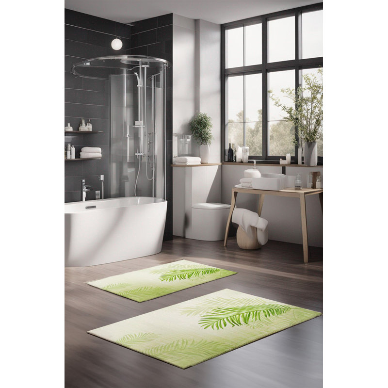 Ensemble de tapis de bain de luxe Eakly (2 pièces), 100% polyester, 16,0 x 23,6 pouces et 23,6 x 39,4 pouces | Conception antibactérienne antidérapante, hauteur de poils de 0,3 po | Lavable à la machine, durable et facile à nettoyer | Idéal pour la décoration de salle de bain