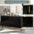 Modern Luxury Black Sideboard with 4 Doors, Adjustable Shelves &amp; Metal Accents | Particle Board, MDF