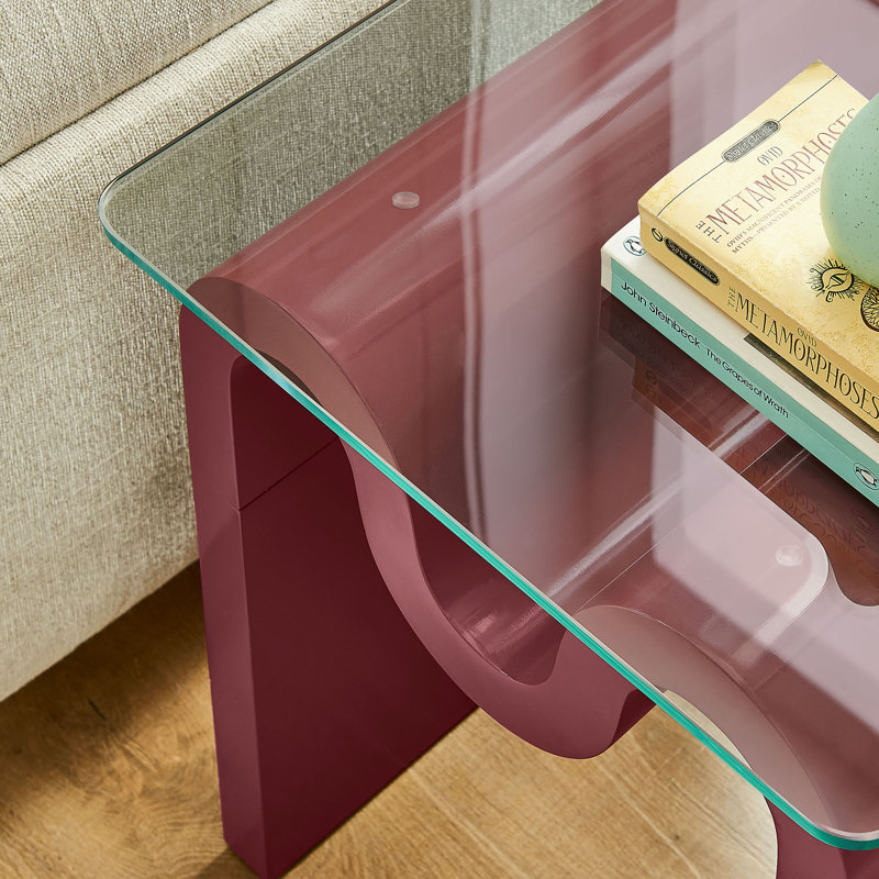 Ondine Glass Top Side Table In Spiced Apple, Spiced Apple