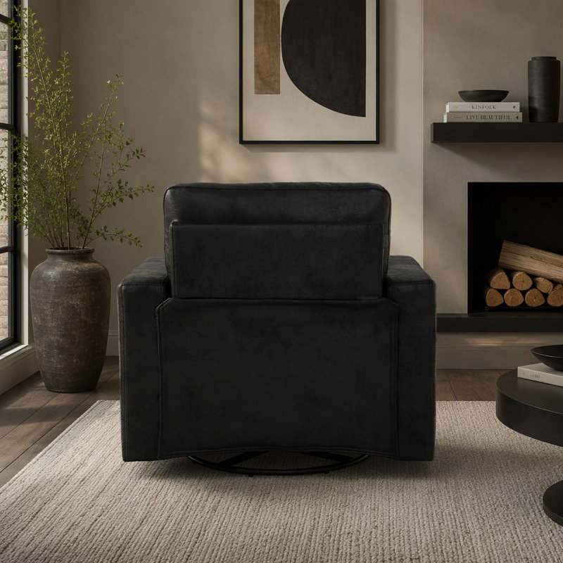Fauteuil pivotant individuel pour salon, chambre, bureau, Tissu noir