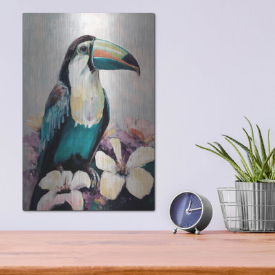 Art mural en métal «Toucan en fleurs» de Bay Isle Home ™ par Svetlana Aleynikova