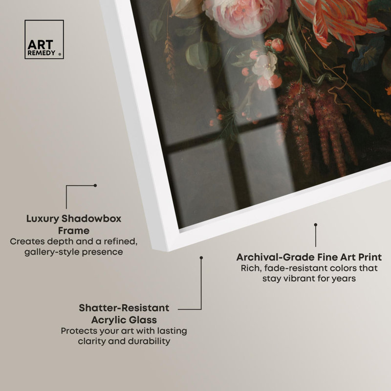 «Baroque Blooms Shadowbox Print» par Art Remedy, H 46 po x l 37 po, Blanc