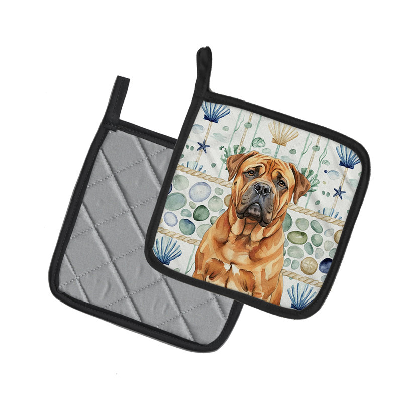 Paire de poignées en verre Red Bullmastiff