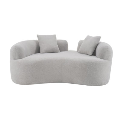 66,93 pouces Causeuse incurvée blanche pleine compression, éponge, canapé compact sans assemblage pour les petits espaces et les appartements