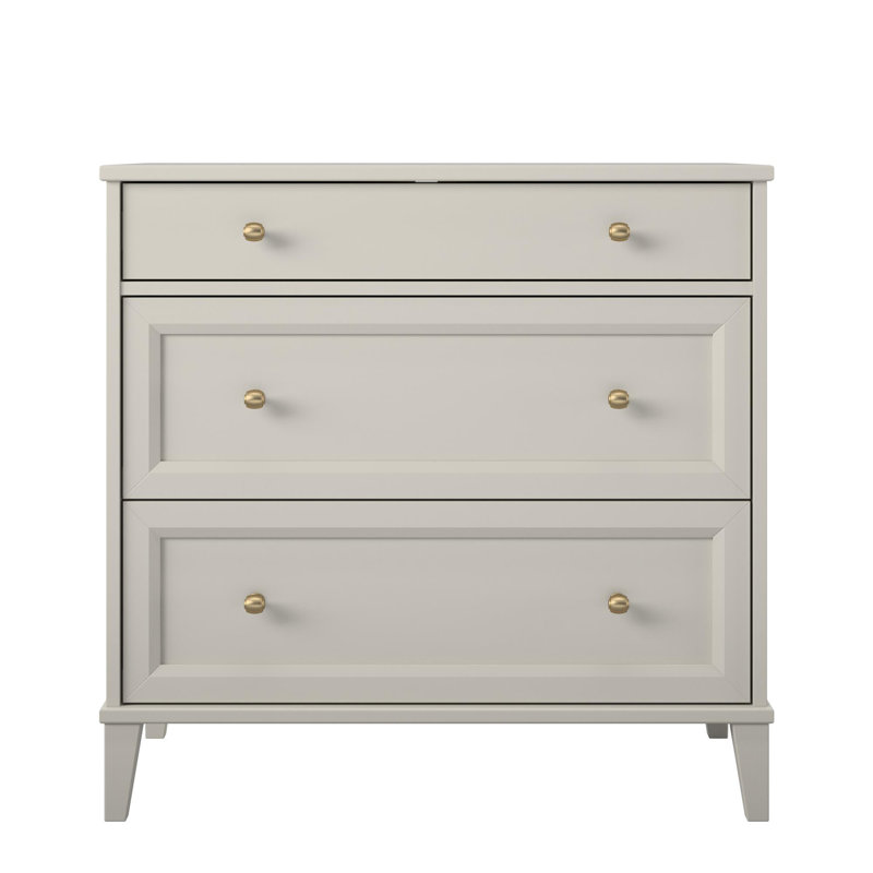 Commode 2 tiroirs avec bureau coulissant et glissières en métal Luvra