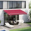 Auvent de balcon 13 'x 8', parasol rétractable avec manivelle manuelle, et tissu hydrofuge, structure en aluminium pour terrasse, cour, abri à couvercle rouge