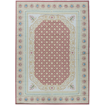 Hand-Knotted High-Quality Red and Beige Area Rug