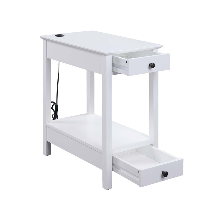 Table d'appoint ACME Bertie, blanc, 23"H x 13"W x 22"D, Blanc