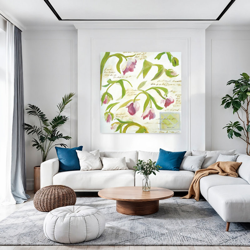 Tulipes, art mural contemporain, H 48 po x l 48 po