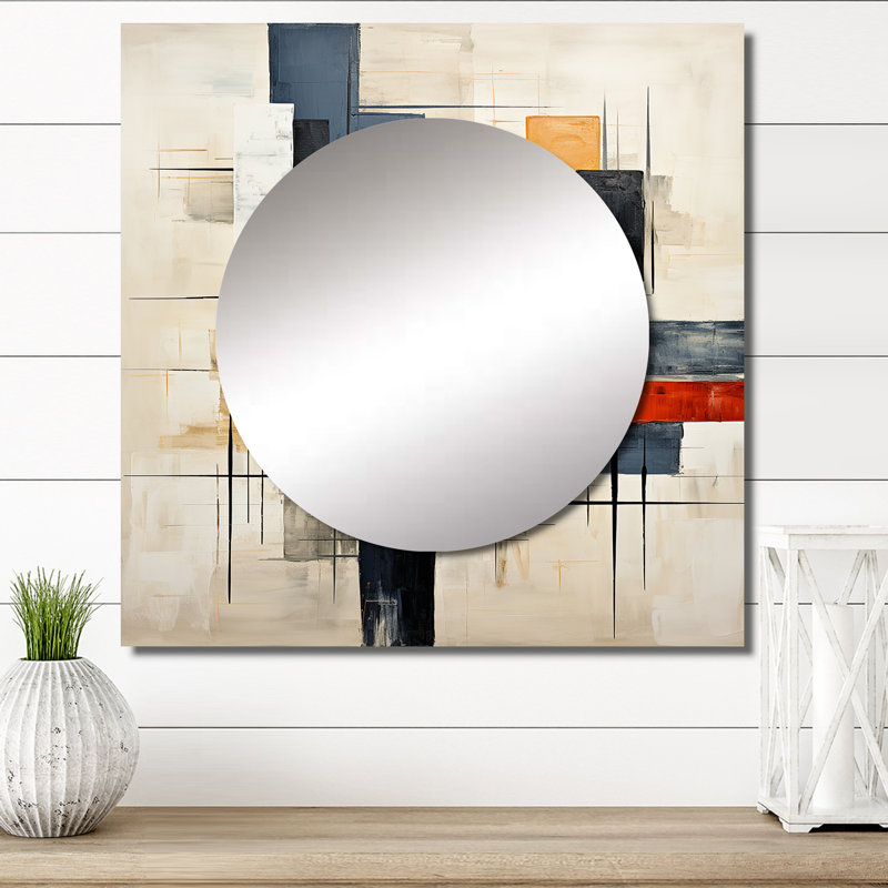Illusions Abstract Shapes - Grand miroir mural carré à formes abstraites pour chambre à coucher, 23 po x 23 po