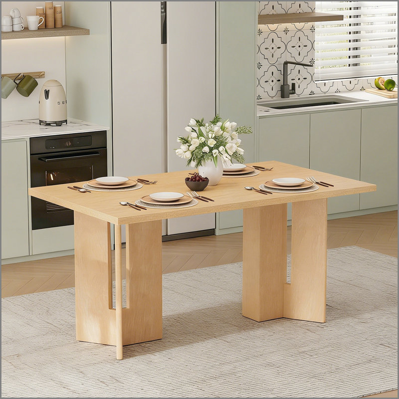Table de salle à manger en bois Farmhouse, table de salle à manger 60 po, Naturel
