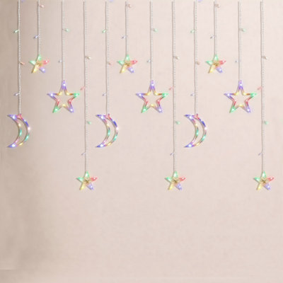 Moon and Star Window LED Icicle Lights