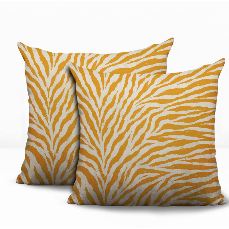 Oreiller réversible Jay Zebra, 18x18, Yellow