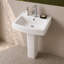 Lavabo de salle de bain piédestal rectangulaire en céramique blanc 34,5 "avec trop-plein