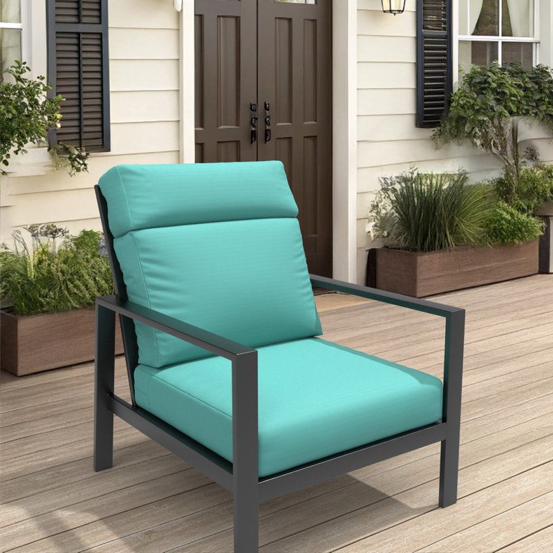 Sunbrella Outdoor High Back Chair Cushion, Adirondack Chair Cushion Set, 6 Inch, Aruba