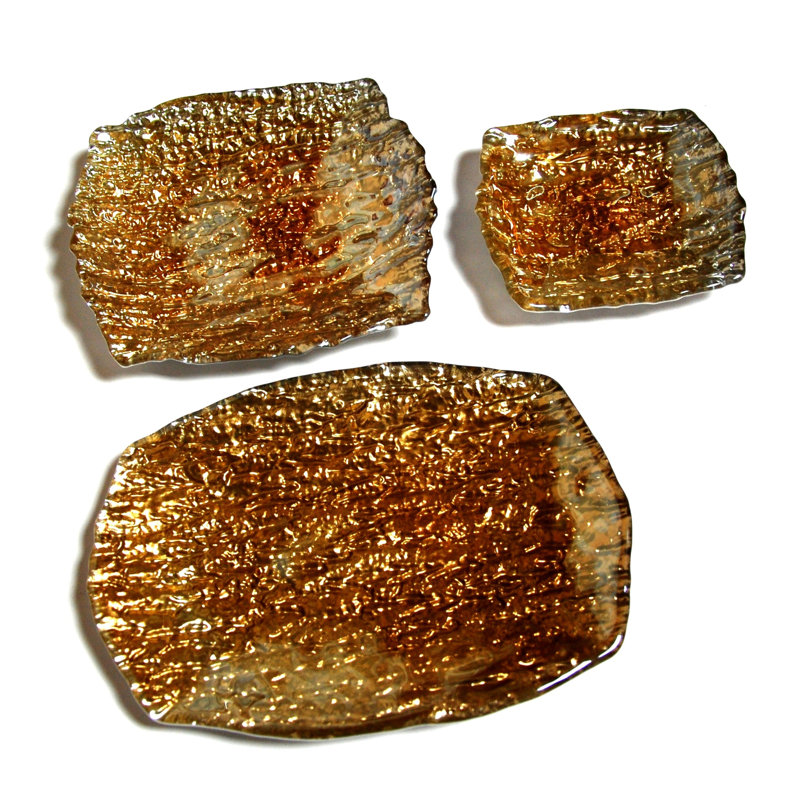 Wrought Studio™ Morell Glass Platter, Amber, 0.75" H x 6" W x 5" D