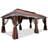  12x20ft Heavy Duty Gazebo with Metal Steel Frame Sturdy Tent with Privacy Curtain and Mosquito Netting Outdoor Gazebo for Garden, Lawn, Backyard, Garage-114670546