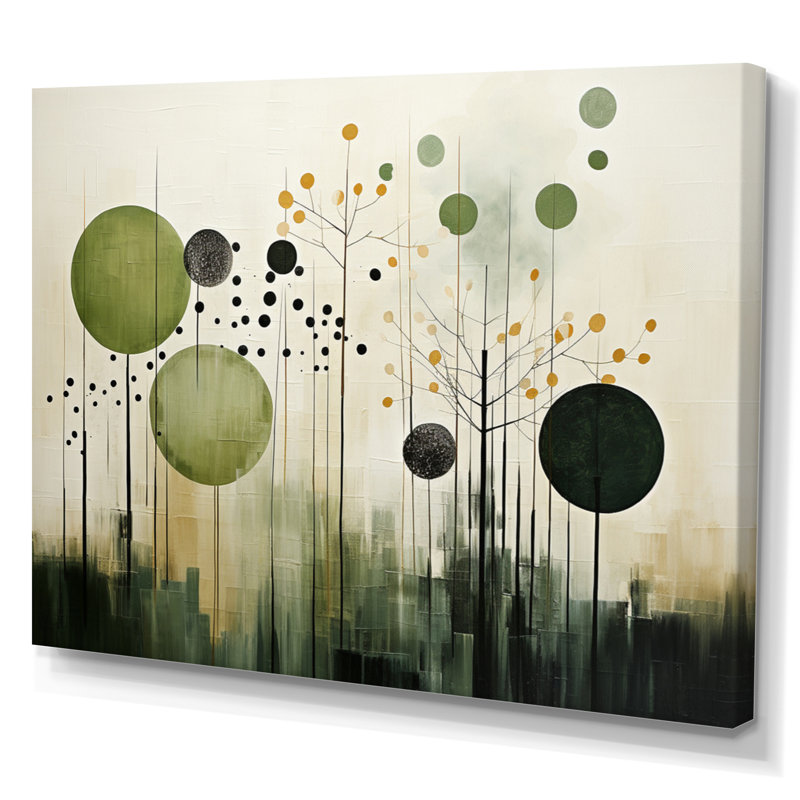 Vert, beige, scandinave moderne scandinave I - art mural moderne-scandinave, H 24 po x l 32 po x P 1 po, Toile tendue