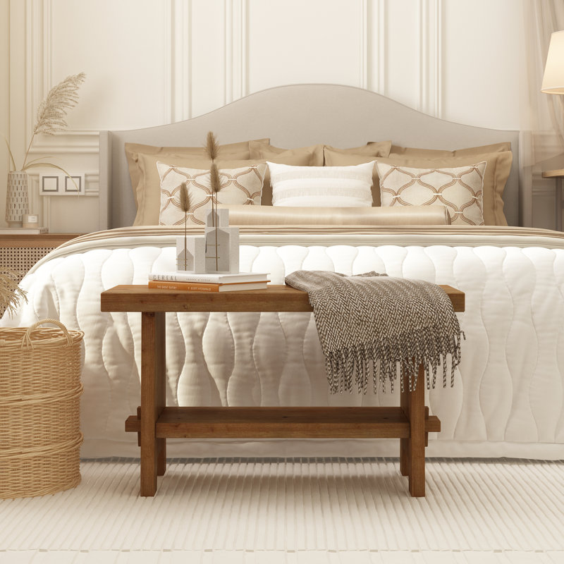 Banc en bois avec tablette de rangement 31,5 po de largeur Danard et conception Tenon, H 17,9 po x l 31,5 po x P 11,8 po 