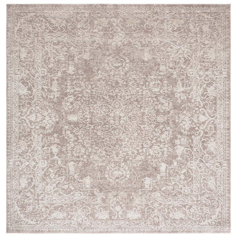 Calidia Oriental Beige/Cream Area Rug, Square 8'