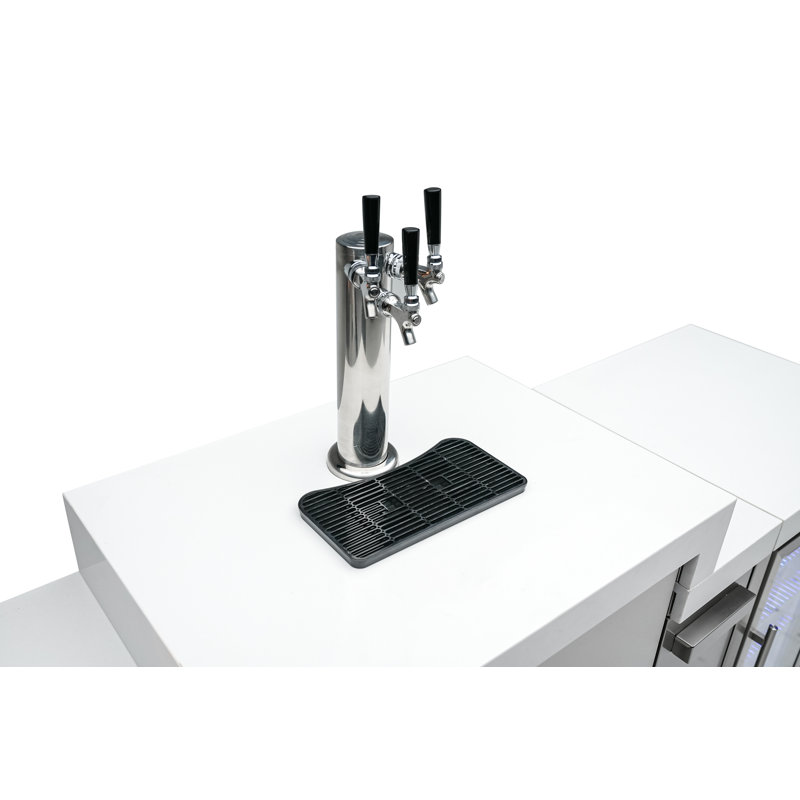 Mont Alpi 6-Burner 90 Degree Corner Deluxe Stainless Steel Island BBQ Grill + Kegerator Refrigerator