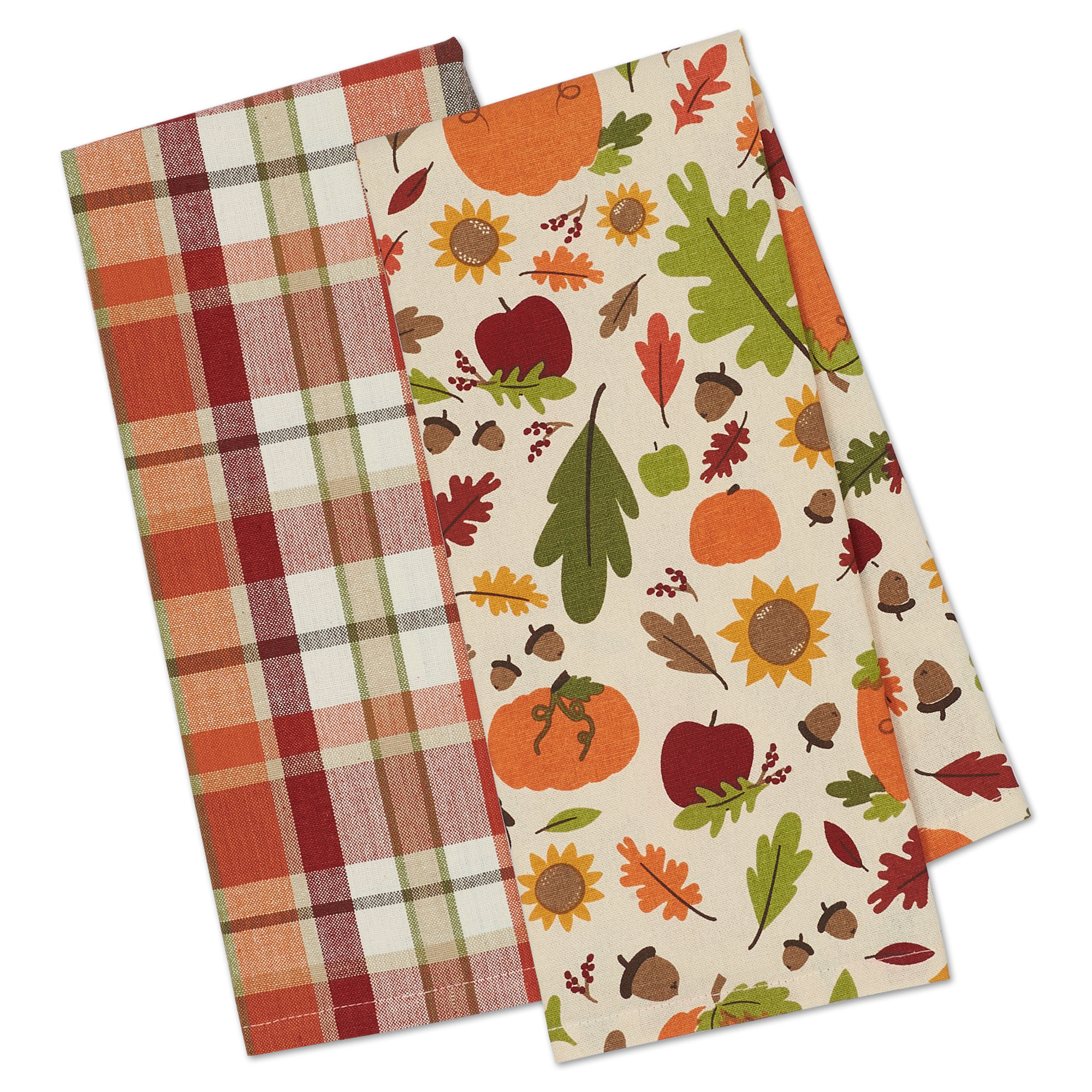The Holiday Aisle® Pumpkin Spice Plaid 2 Piece Dish Cloth Set | Wayfair