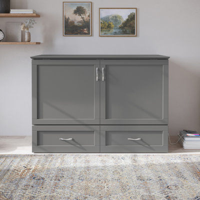 Atiyah Murphy Bed Chest with 6" Mattress, Storage and Built-in Charger