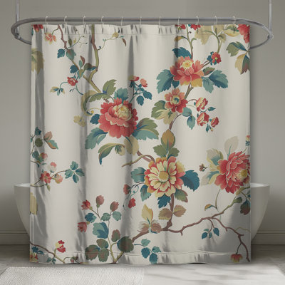 Floral Shower Curtain -  Nature Bathroom Decor Vintage