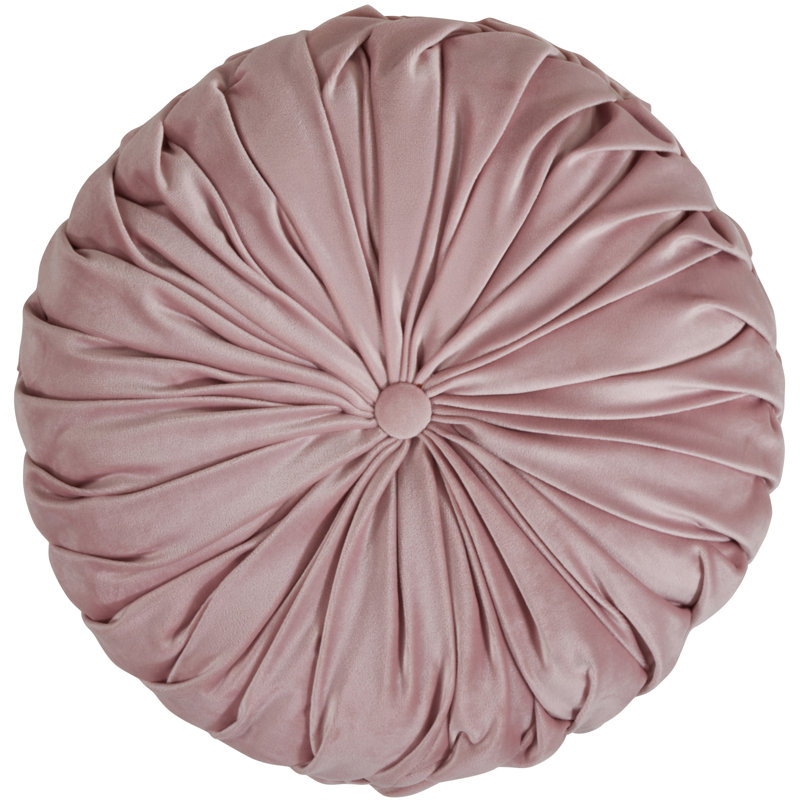 14" Blush Velvet Pintucked Round Throw Pillow