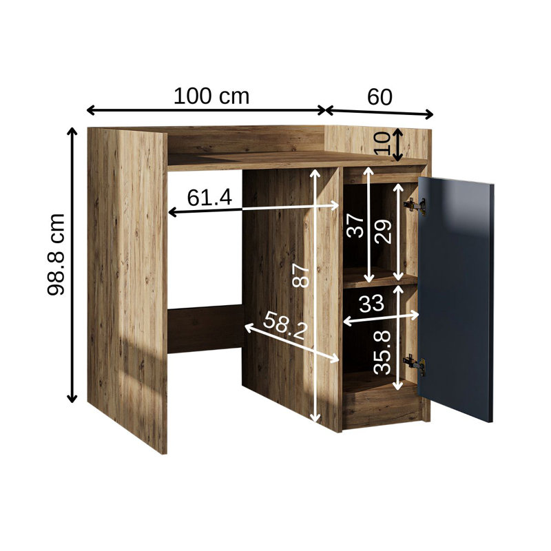 Derin Washing Machine Cabinet with Cupboard, 100 cm, Anthracite/Oak