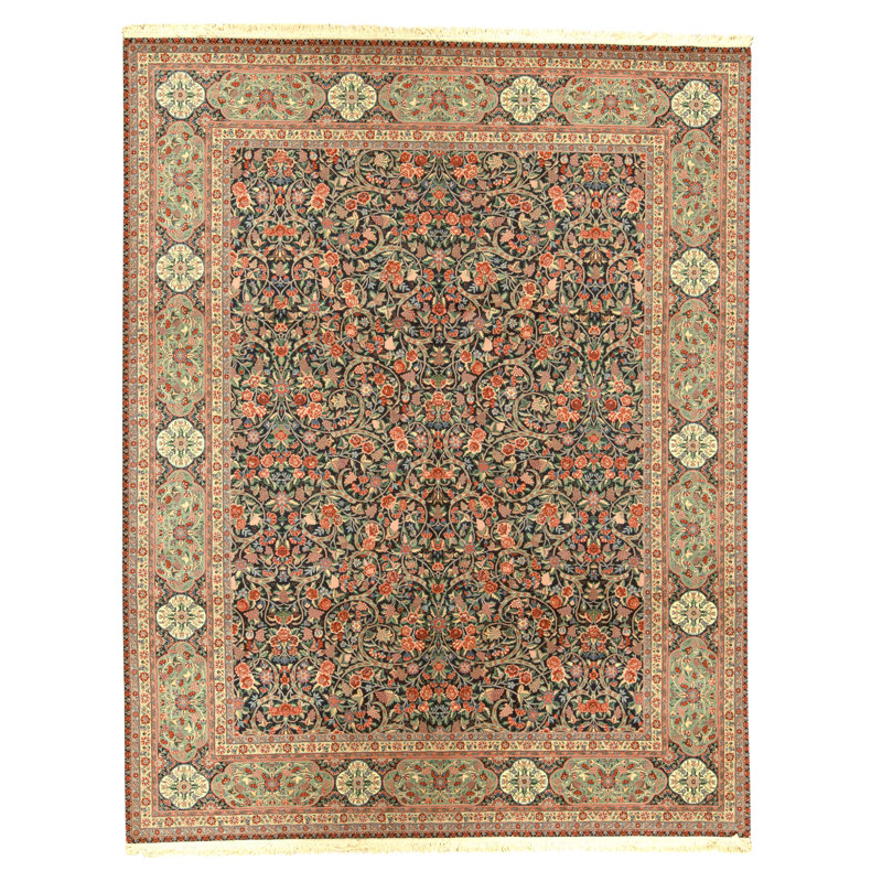 Tapis rectangulaire en laine noué à la main