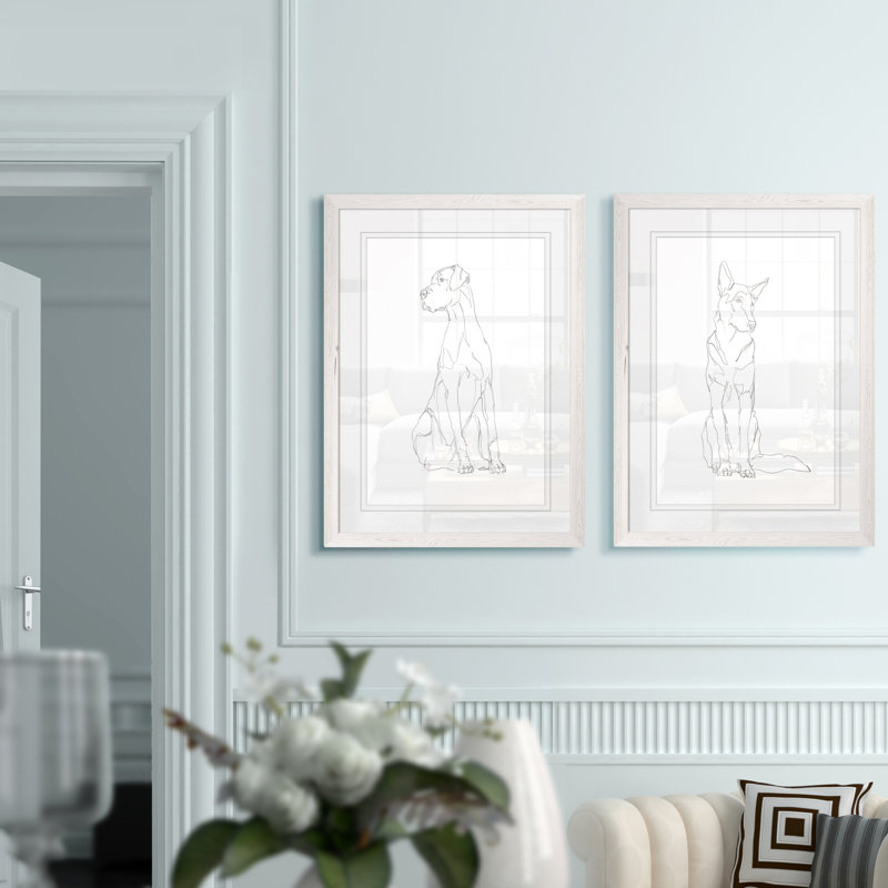 « dog profile i » par vincent van gogh, ensemble de 2 reproductions d’images, H 20 po x l 16 po x P 1,25 po, Blanc