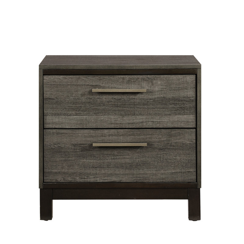 2 tables de chevet pour chambre à coucher, finition contemporaine et laiton antique moderne avec 2 tiroirs, barre de style bicolore