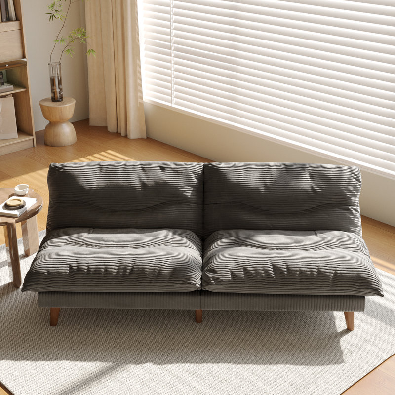 Canapé-lit convertible multifonctionnel en velours côtelé, H 19,2 po x l 69 po x P 37,4 po, Gris