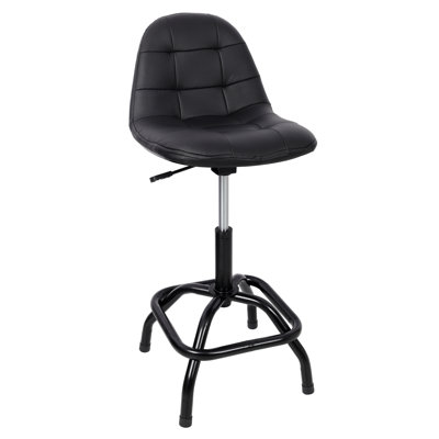 Black Adjustable Height Swivel Bar Stool with High Back, Modern Counter Height Stool for Kitchen Home Bar Office