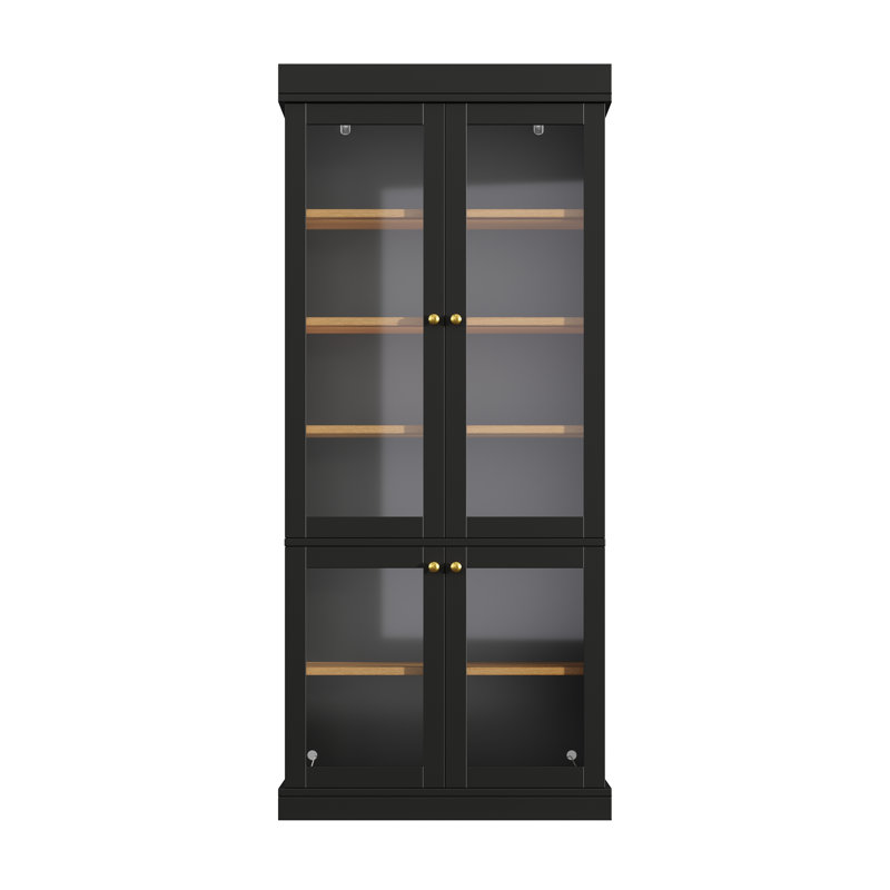 180cm Kitchen cabinet with LED Light Black, Black
