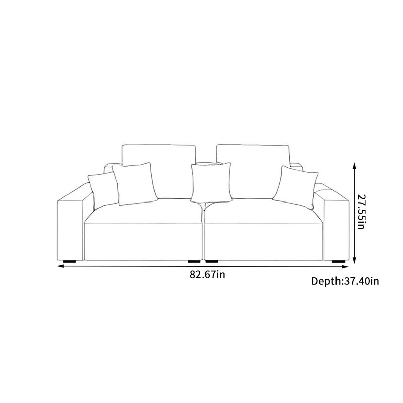 Canapé de salon moderne et confortable, H 27,55 po x l 82,67 po x P 37,4 po, 3