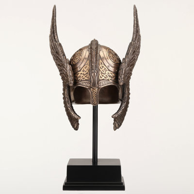 9.25 inches Height Cold Cast Bronze  Winged Valkyrie Helmet Bronze Finish Figurine
